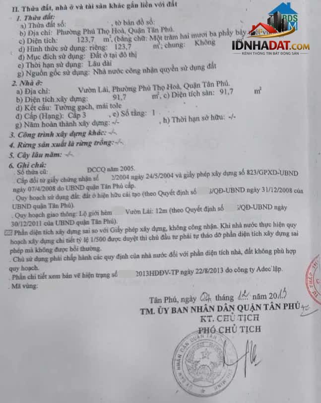 [Review Nhà Đất Sổ Đỏ] Đất thổ cư 124m2 Vườn Lài, Tân Phú – Pháp lý sổ đỏ rõ ràng, tiềm năng tăng giá cao
