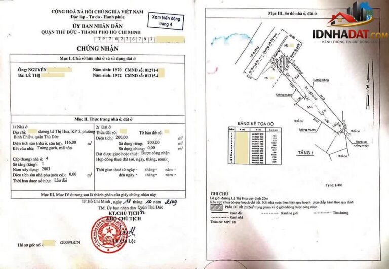 [Đánh Giá Bất Động Sản Sổ Đỏ] Đất thổ cư 200m² mặt tiền đường Lê Thị Hoa, Thủ Đức, Hồ Chí Minh