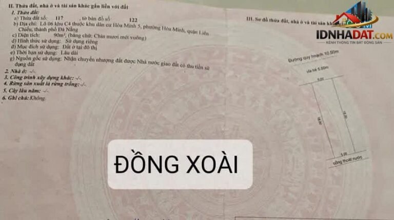 [Đánh Giá Bất Động Sản Sổ Đỏ] Đất thổ cư 90m² đường Đồng Xoài, Quận Liên Chiểu, Đà Nẵng – Pháp lý sổ đỏ rõ ràng, vị trí đắc địa