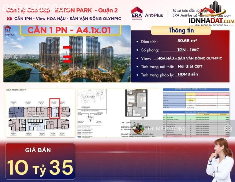 [Đánh Giá Bất Động Sản Sổ Đỏ] Căn Hộ 1 Phòng Ngủ Tại Eaton Park, Phường An Phú, Quận 2 – Vị Trí Đắc Địa Và Pháp Lý Rõ Ràng