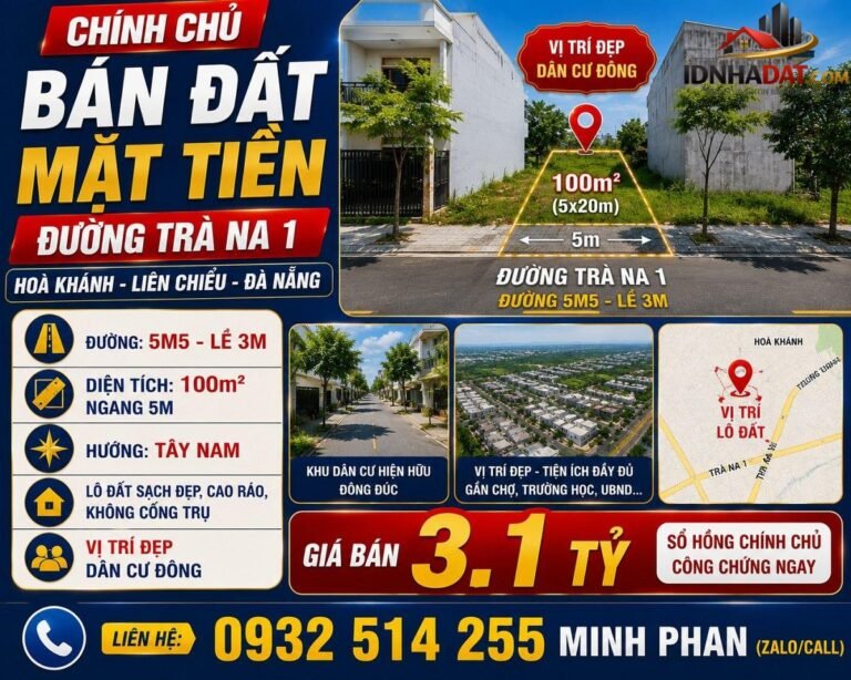 [Review Nhà Đất Sổ Đỏ] Đất thổ cư có sổ đỏ tại Trà Na 1 – Hòa Khánh, Đà Nẵng, tiềm năng sinh lời cao