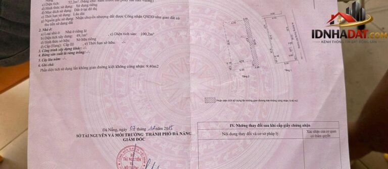 [Đánh Giá Bất Động Sản Sổ Đỏ] Đất thổ cư có sổ đỏ 52m2 tại Phường Bình Hiên, Quận Hải Châu, Đà Nẵng – vị trí 2 mặt kiệt thông thoáng