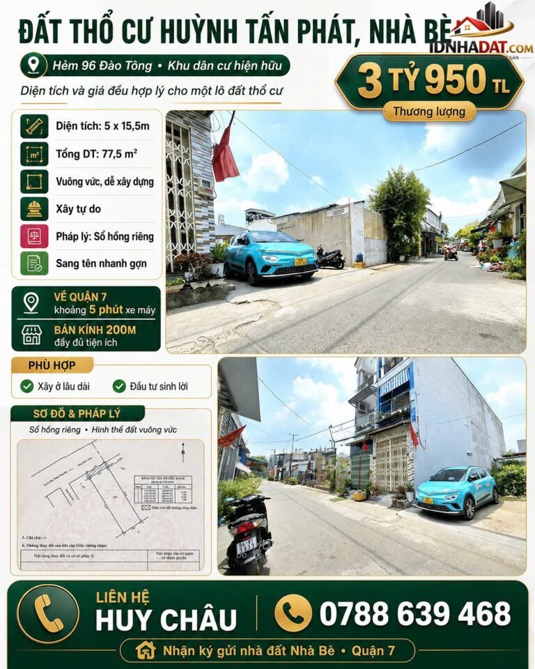 [Đánh Giá Bất Động Sản Sổ Đỏ] Đất Thổ Cư Có Sổ Đỏ Tại Nhơn Đức, Nhà Bè – Tiềm Năng Tăng Giá Cao