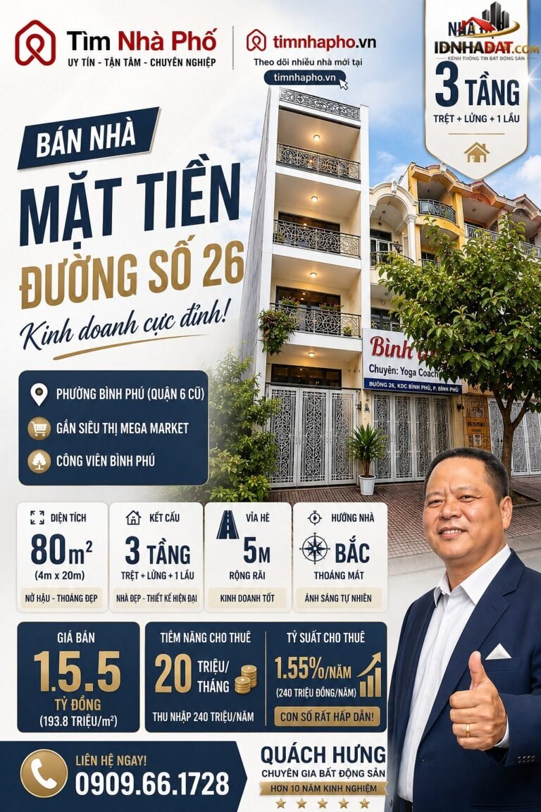 [Đánh Giá Bất Động Sản Sổ Đỏ] Nhà phố mặt tiền Đường Bình Phú, Quận 6 – Pháp lý rõ ràng, tiềm năng khai thác cao