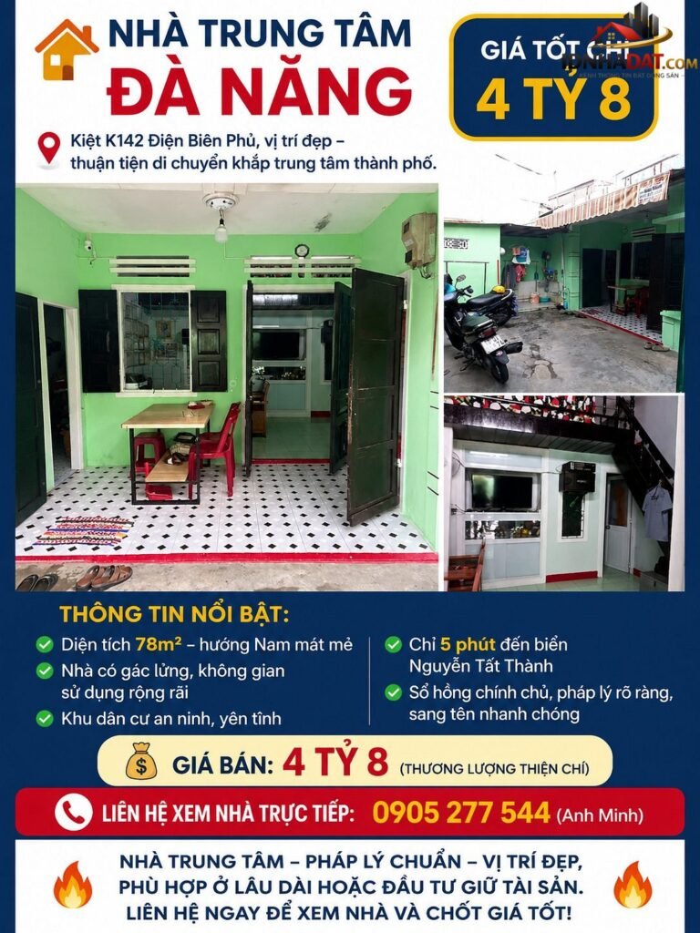 [Review Nhà Đất Sổ Đỏ] Nhà Phố Trung Tâm Đà Nẵng Có Sổ Đỏ, Giá Chỉ 4.8 Tỷ