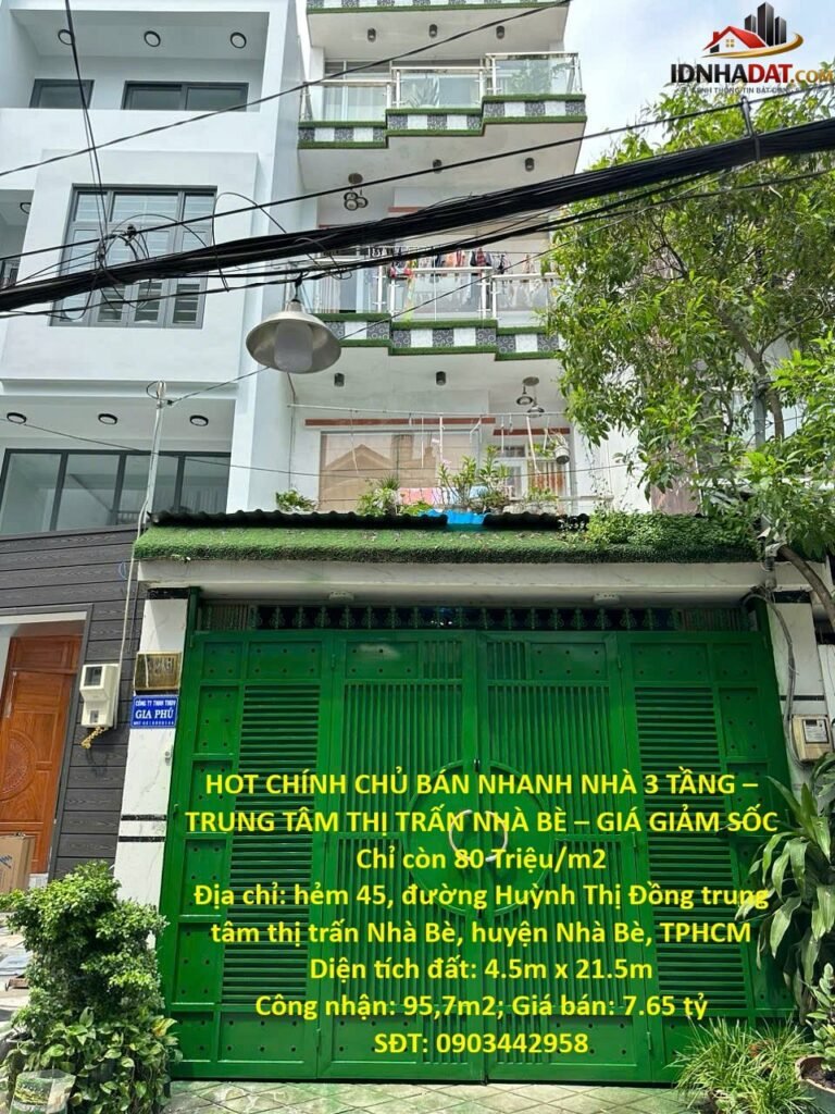 [Review Nhà Đất Sổ Đỏ] Nhà 3 Tầng Huỳnh Thị Đồng, Nhà Bè – Pháp Lý Sổ Đỏ, Vị Trí Đắc Địa