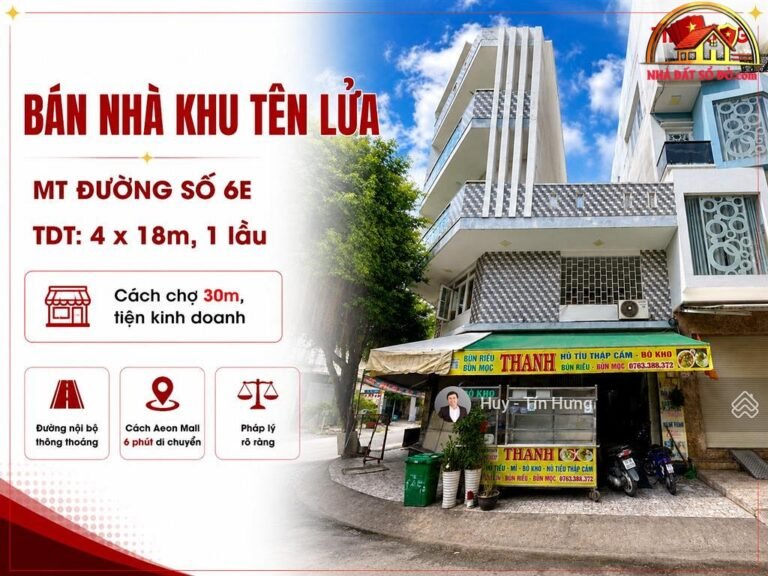 Bán nhà đất Đường Số 6E – Phường cũ Bình Trị Đông B Quận Bình Tân – Phường mới Bình Trị Đông B – Thành phố Hồ Chí Minh diện tích 72 m2 giá 8.4 tỷ