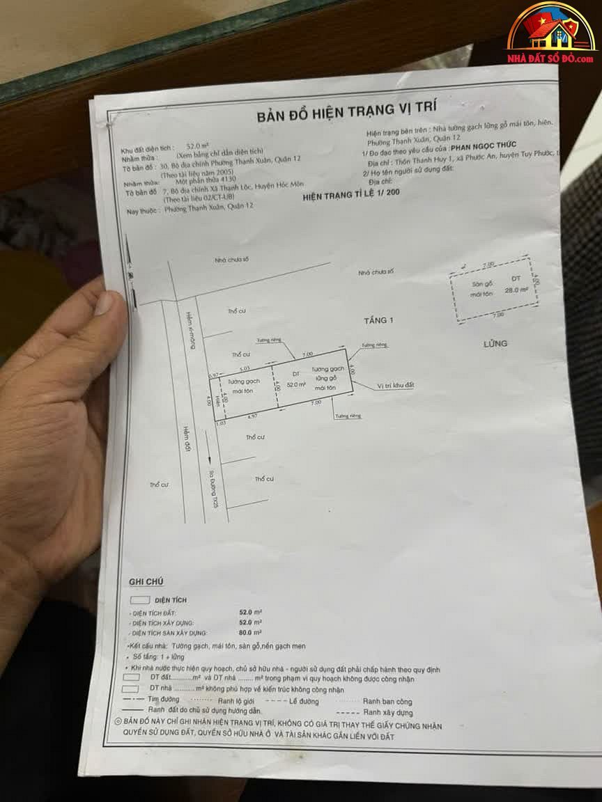 Bán nhà đất Đường Thạnh Xuân – Phường cũ Thạnh Xuân Quận 12 – Phường mới Thạnh Xuân – Thành phố Hồ Chí Minh Diện tích 42 m² Giá 1.55 tỷ