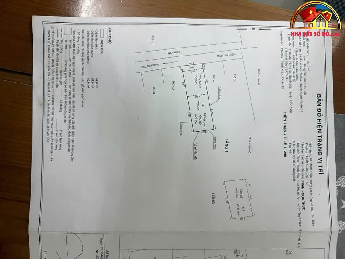 Bán nhà đất Đường Thạnh Xuân – Phường cũ Thạnh Xuân Quận 12 – Phường mới Thạnh Xuân – Thành phố Hồ Chí Minh Diện tích 42 m² Giá 1.55 tỷ