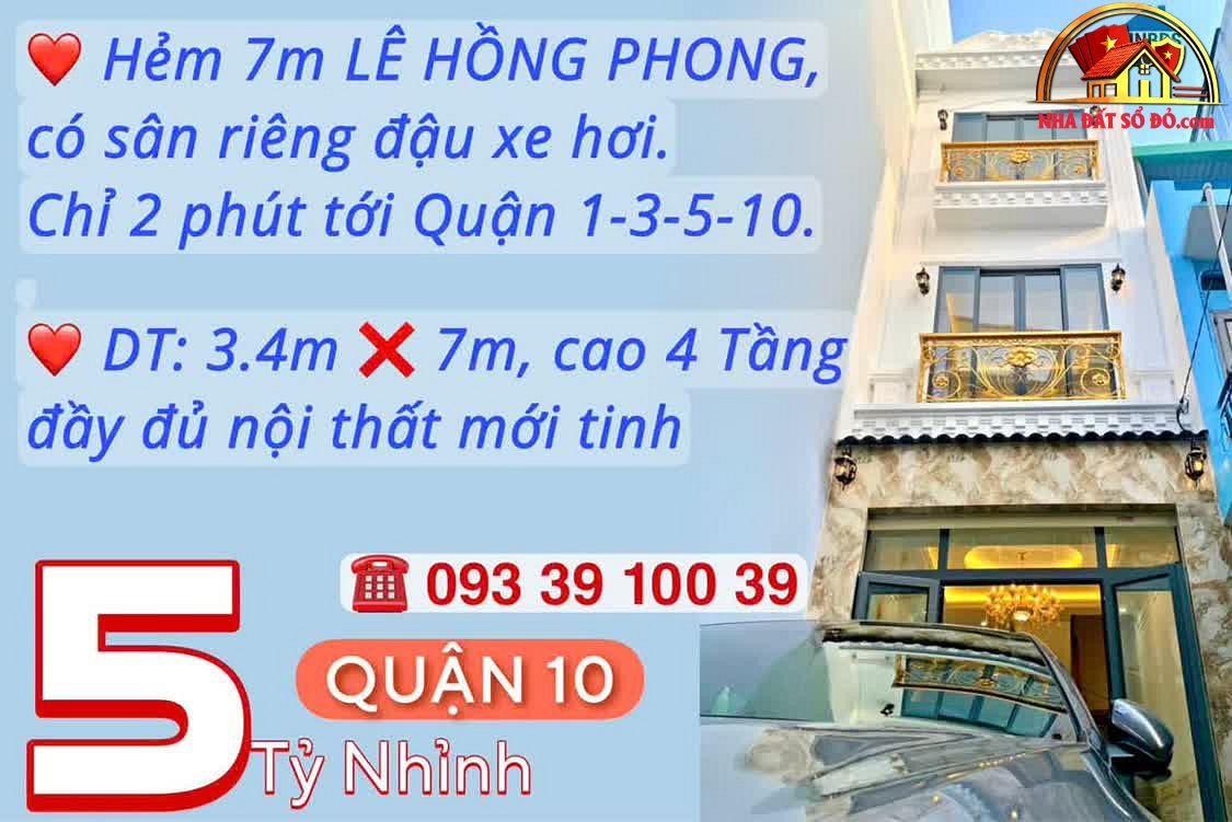 Bán nhà đất Đường Lê Hồng Phong – Phường cũ Không xác định Quận 10 – Phường mới Không xác định – Thành phố Hồ Chí Minh diện tích 24 m² giá 5 tỷ