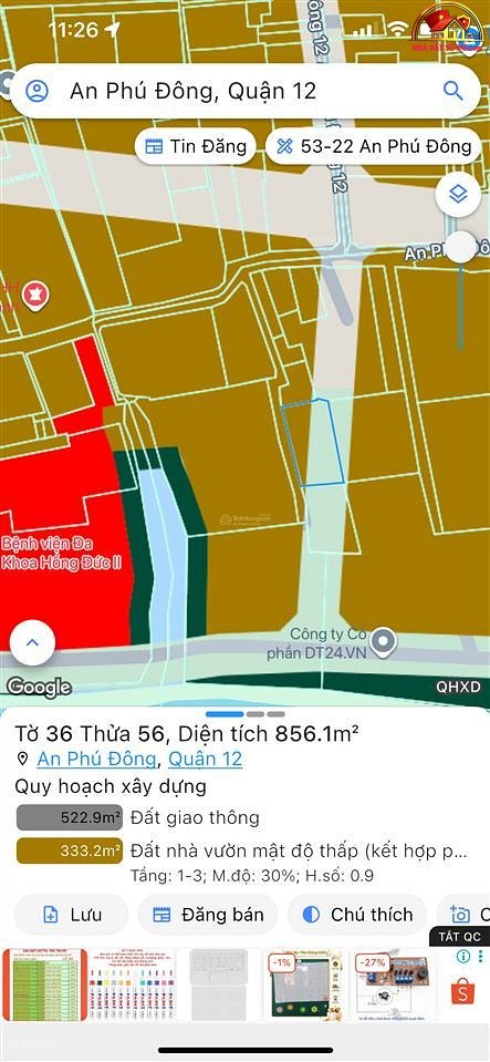 Bán nhà đất Đường An Phú Đông 3 – Phường cũ An Phú Đông – Quận 12 – Phường mới An Phú Đông – Thành phố Hồ Chí Minh 830 m2 9.8 tỷ