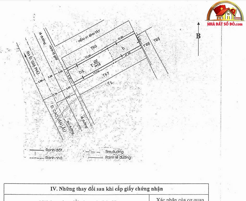 Bán nhà đất Đường Cao Văn Lầu – Phường cũ Bình Tiên Quận 6 – Phường mới Bình Tiên – Thành phố Hồ Chí Minh diện tích 147 m2 giá 20500000000