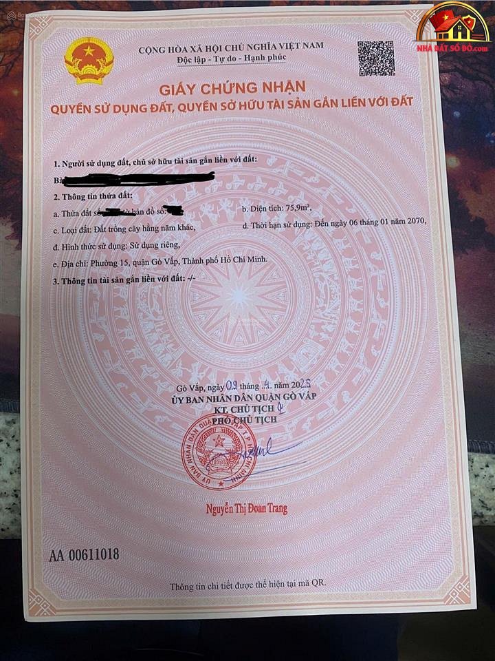 Bán nhà đất Đường Tô Ngọc Vân – Phường cũ 15 Quận Gò Vấp – Phường mới 15 – Thành phố Hồ Chí Minh diện tích 75m2 giá 3.2 tỷ