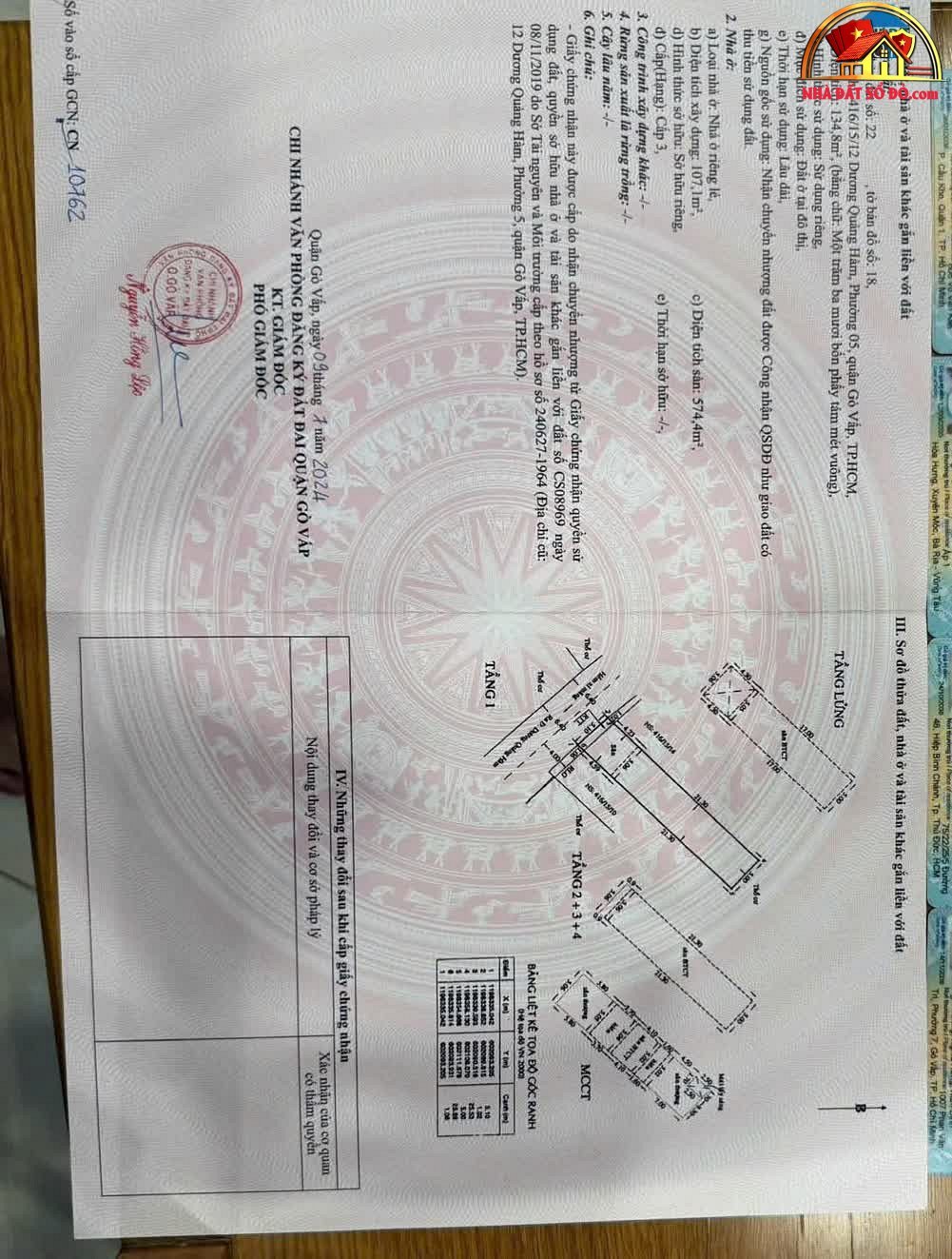 Bán nhà đất Đường Dương Quảng Hàm – Phường cũ 5 Quận Gò Vấp – Phường mới Không xác định – Thành phố Hồ Chí Minh diện tích 134 m² giá 26000000000