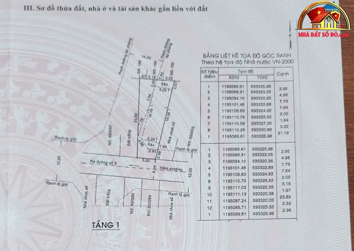 Bán nhà đất Đường Số 5 – Phường cũ Bình Hưng Hòa Quận Bình Tân – Phường mới Bình Hưng Hòa – Thành phố Hồ Chí Minh Diện tích 187 m² Giá 18 tỷ