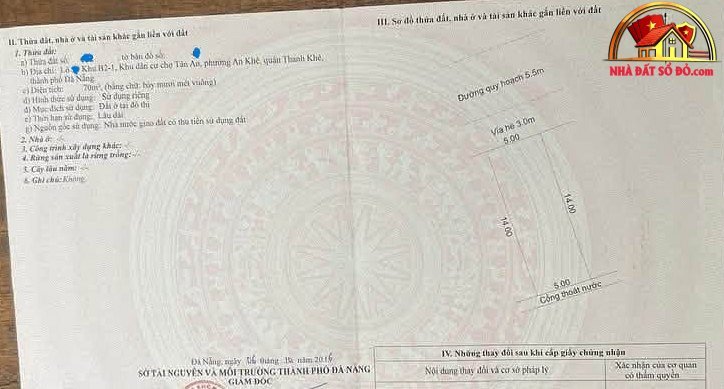 Bán đất trung tâm thanh khê – Đường Tân Hòa 7 – Phường cũ An Khê – Huyện Không xác định – Thành phố Đà Nẵng – Diện tích 70m2 – Giá 4480000000