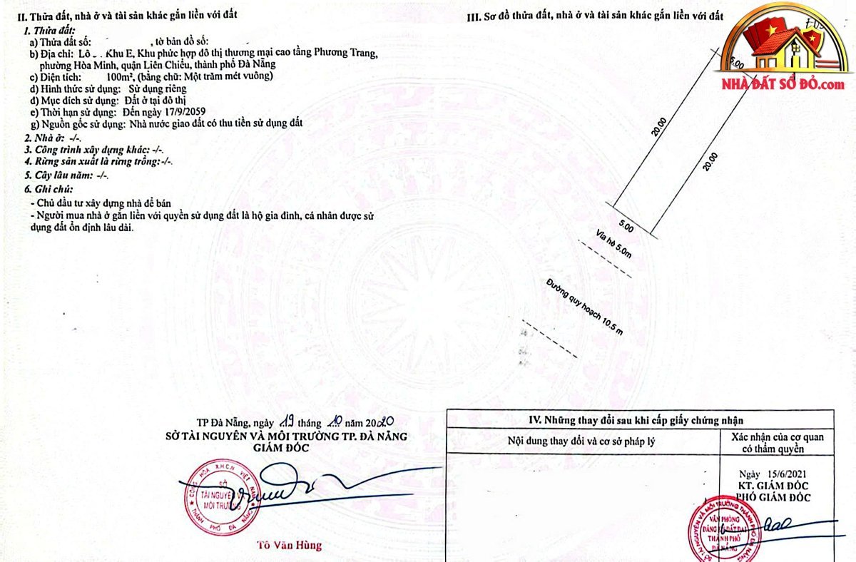 Bán đất đường Trần Triệu Luật – Phường cũ Hòa Minh Quận Liên Chiểu – Phường mới Hòa Khánh – Thành phố Đà Nẵng diện tích 100m2 giá 7790000000