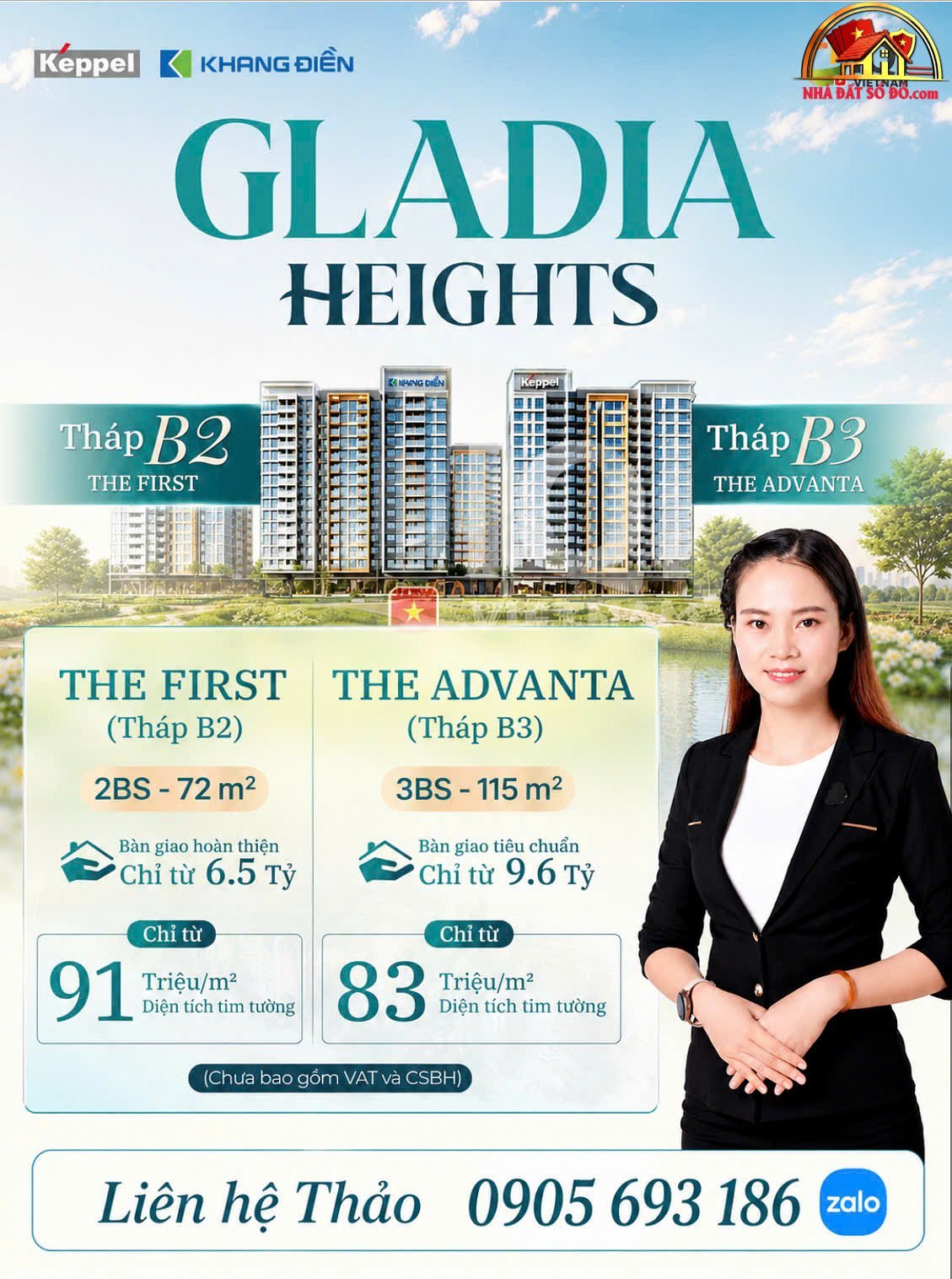 Chỉ từ 83 triệu/m² sở hữu căn hộ cao cấp gladia heights Bán nhà đất Đường Võ Chí Công – Phường cũ Bình Trưng Đông Quận 2 – Phường mới Bình Trưng Đông – Thành phố Hồ Chí Minh