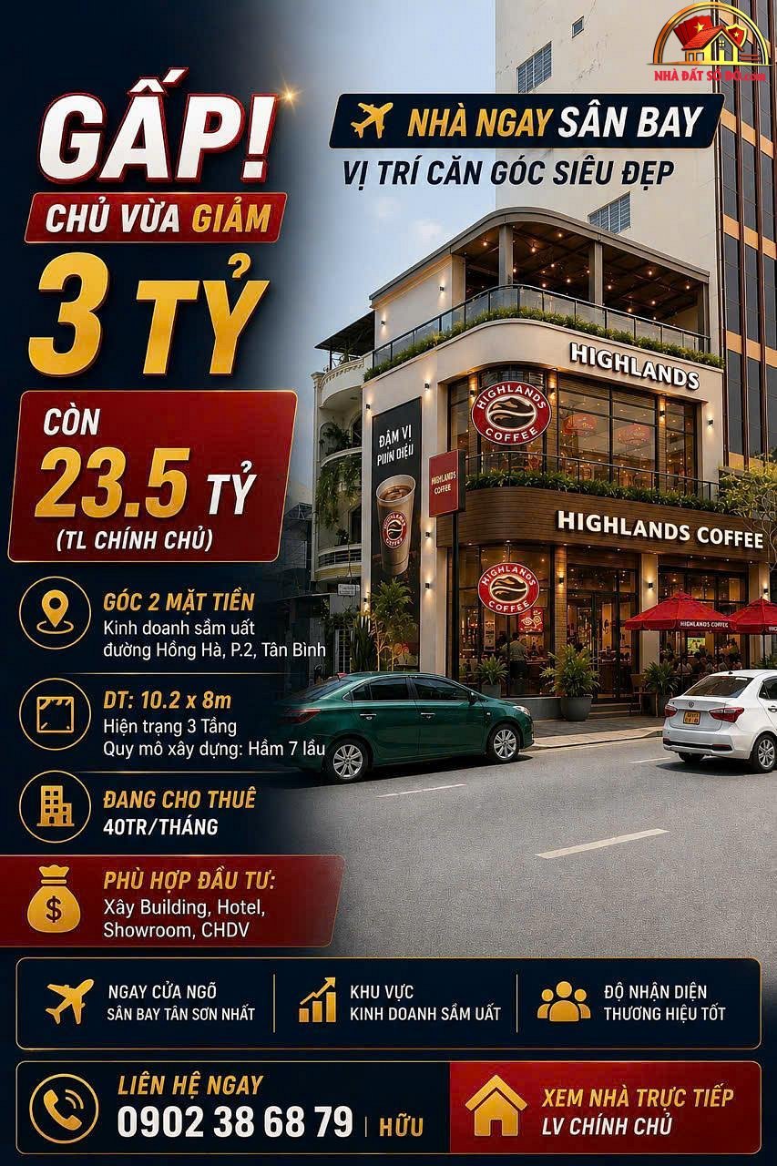 Bán nhà mặt tiền số 17 Hồng Hà – Phường cũ 2 Quận Tân Bình – Phường mới Tân Sơn Hòa – Thành phố Hồ Chí Minh diện tích 80m2 giá 23 tỷ
