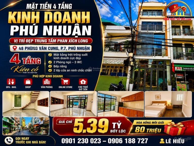 Mặt tiền 4 tầng kinh doanh Phú Nhuận chỉ 5.39 tỷ – diện tích 17m2 – bán nhà đất Đường Phùng Văn Cung – Phường cũ Cầu Kiệu Quận Phú Nhuận – Phường mới Cầu Kiệu – Thành phố Hồ Chí Minh