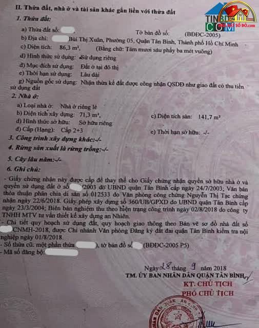 Bán nhà đất Đường Hoàng Sa – Phường cũ 5 Quận Tân Bình – Phường mới 5 – Thành phố Hồ Chí Minh diện tích 86 m² giá 7300000000