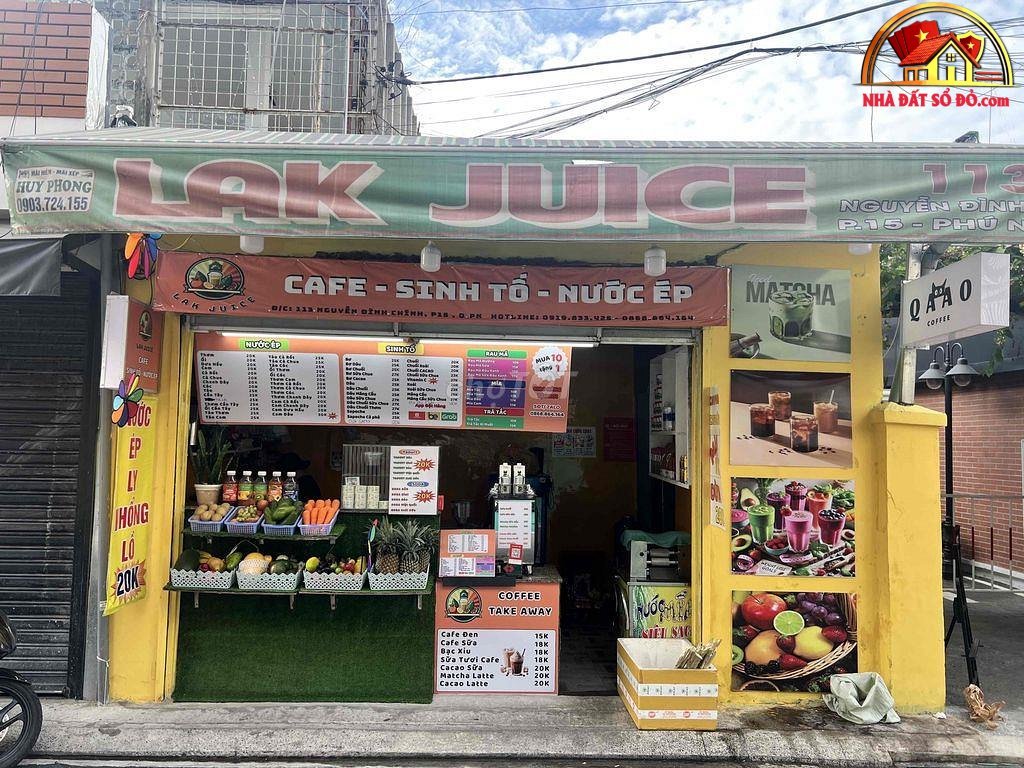 SANG NHƯỢNG QUÁN SINH TỐ – NƯỚC ÉP MANG ĐI Đường Nguyễn Đình Chính – Phường 15 Quận Phú Nhuận – Thành phố Hồ Chí Minh Diện tích 20 m² Giá 70 triệu