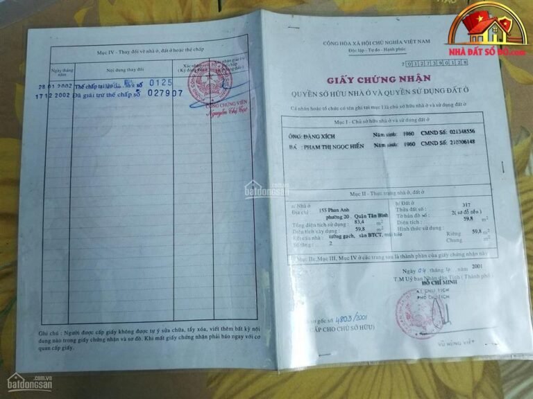 Bán nhà đất Đường Phan Anh – Phường cũ Hiệp Tân Quận Tân Phú – Phường mới Hiệp Tân – Thành phố Hồ Chí Minh diện tích 59 m2 giá 15.9 tỷ