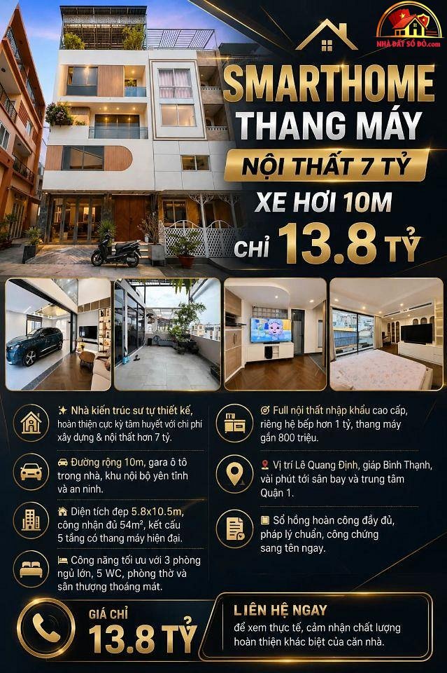 Bán nhà đất Đường Lê Quang Định – Phường cũ 1 Quận Gò Vấp – Phường mới 1 – Thành phố Hồ Chí Minh Diện tích 54 m2 Giá 13.8 tỷ