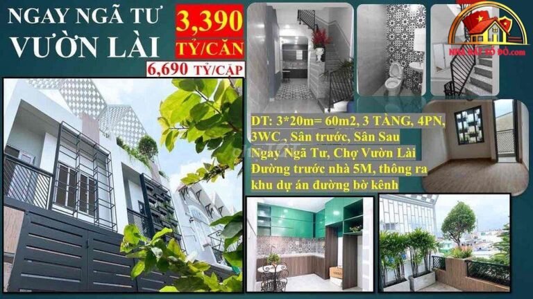 Nhà đẹp 60m2 giá 3.39 tỷ tại Đường Quốc Lộ 1A – Phường cũ An Phú Đông Quận 12 – Phường mới An Phú Đông – Thành phố Hồ Chí Minh
