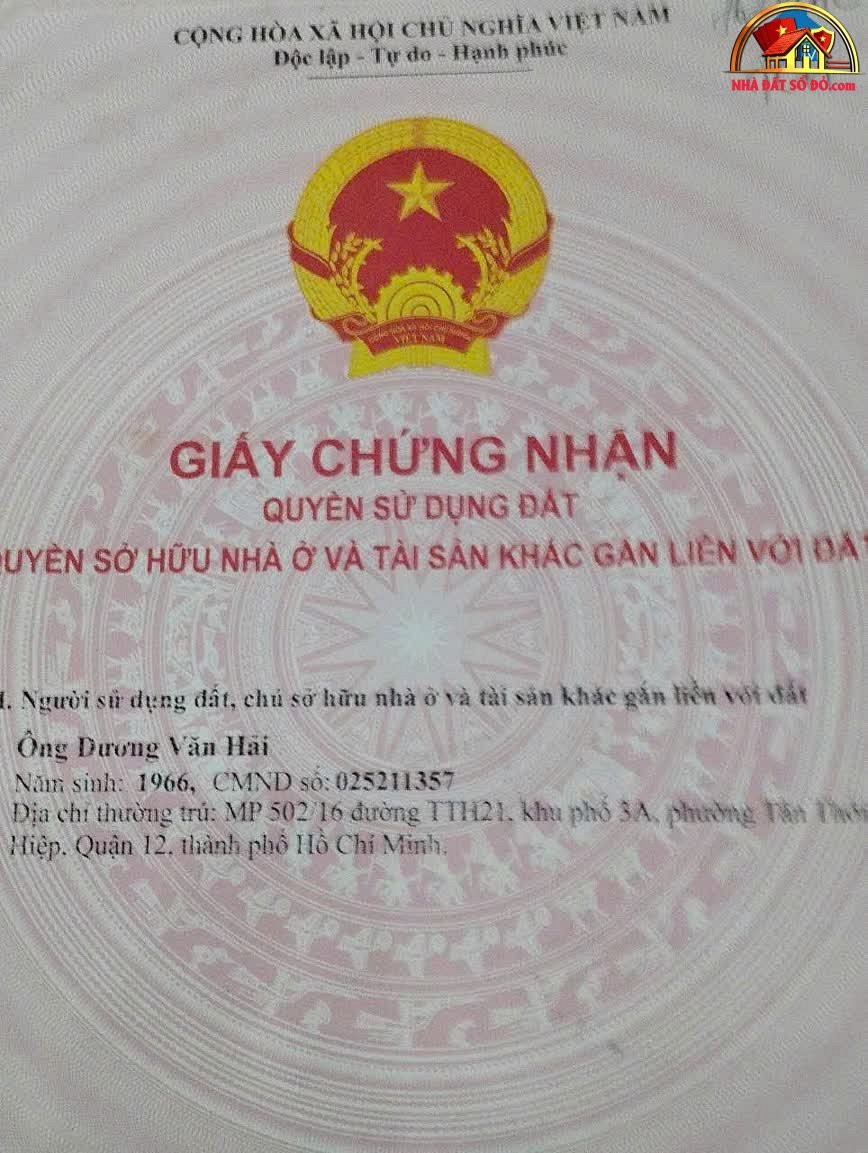 Bán nhà đất Đường Nguyễn Thị Búp – Phường cũ Tân Chánh Hiệp Quận 12 – Phường mới Tân Chánh Hiệp – Thành phố Hồ Chí Minh diện tích 132 m² giá 7.5 tỷ