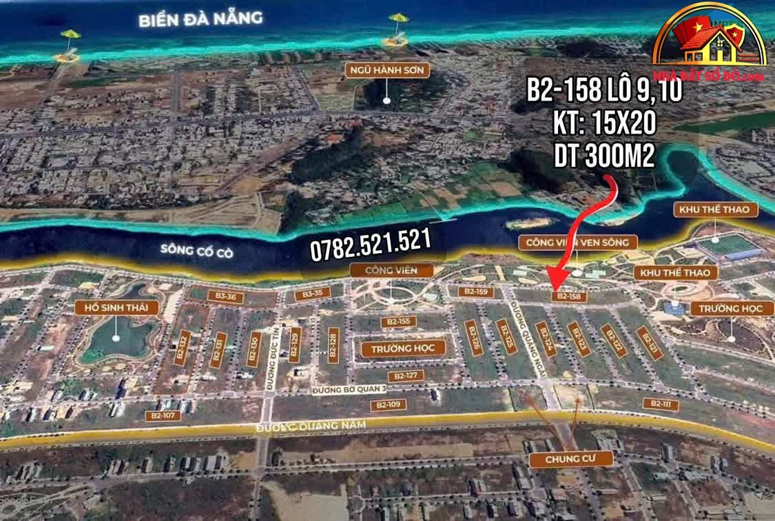 Ngôi nhà lý tưởng đối diện công viên – 300m² – 101 triệu/m² – Bán đất Đà Nẵng