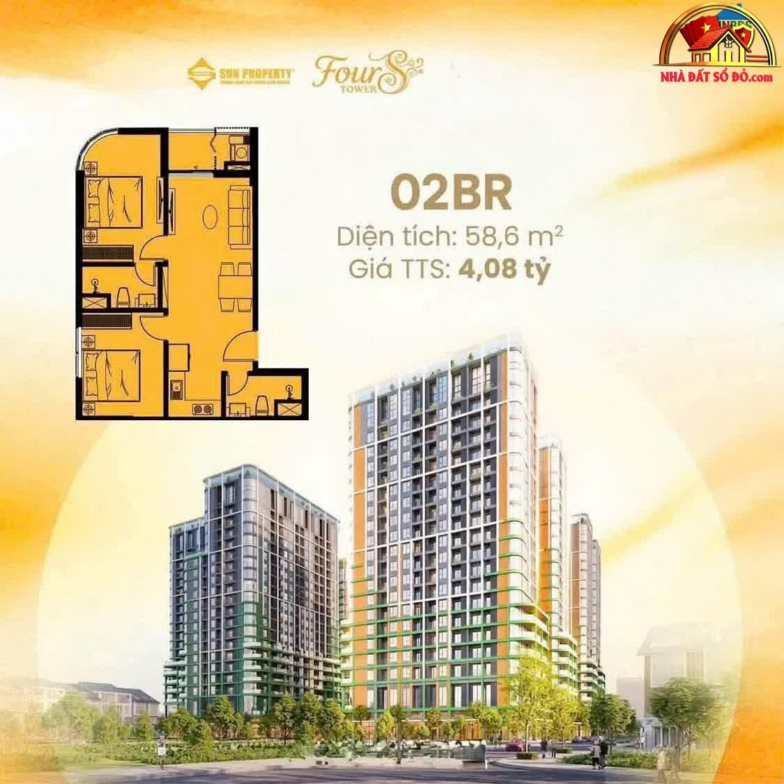 Căn hộ FourS Tower view biển, 61m² chỉ 2.4 tỷ – Đầu tư sinh lời cao