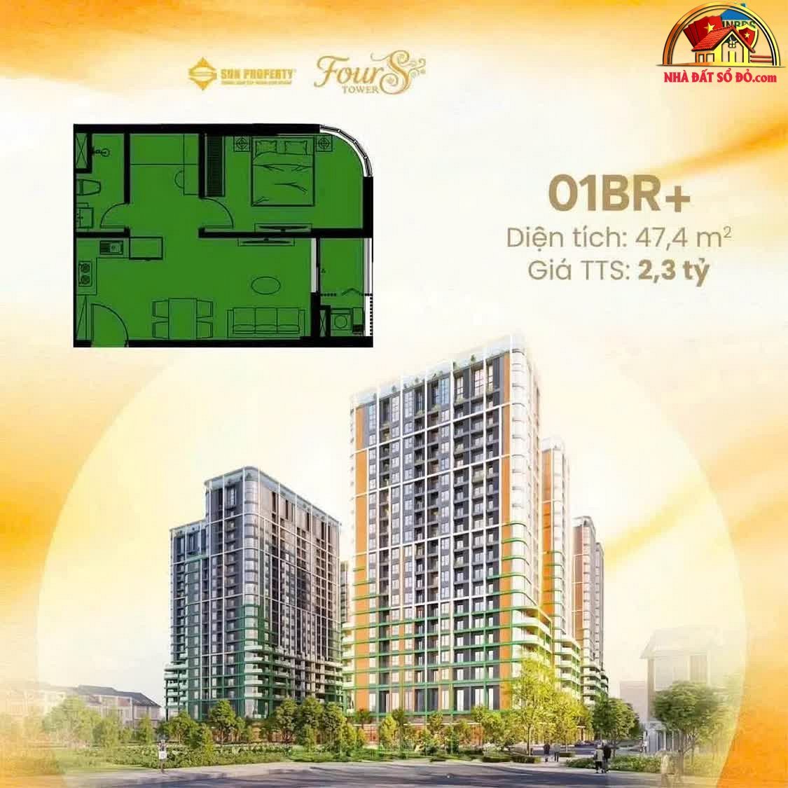 Căn hộ FourS Tower view biển, 61m² chỉ 2.4 tỷ – Đầu tư sinh lời cao