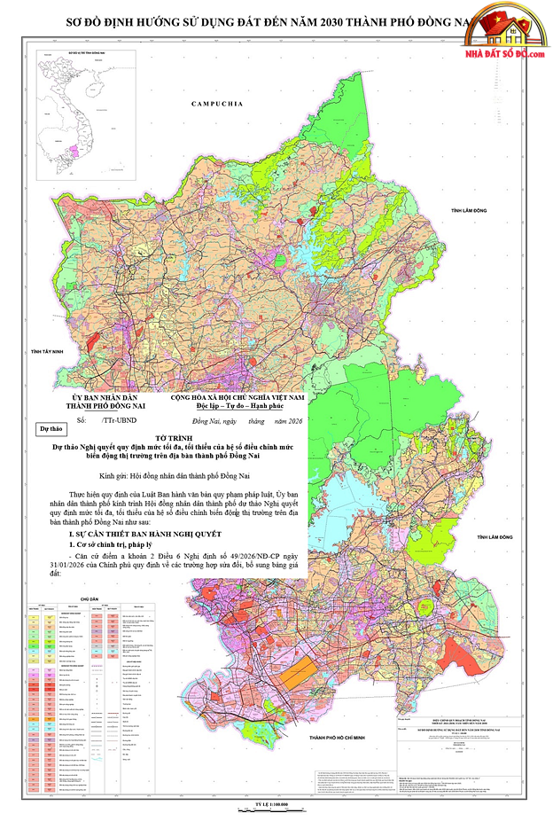 Đồng Nai đề xuất khung hệ số biến động giá đất 2026