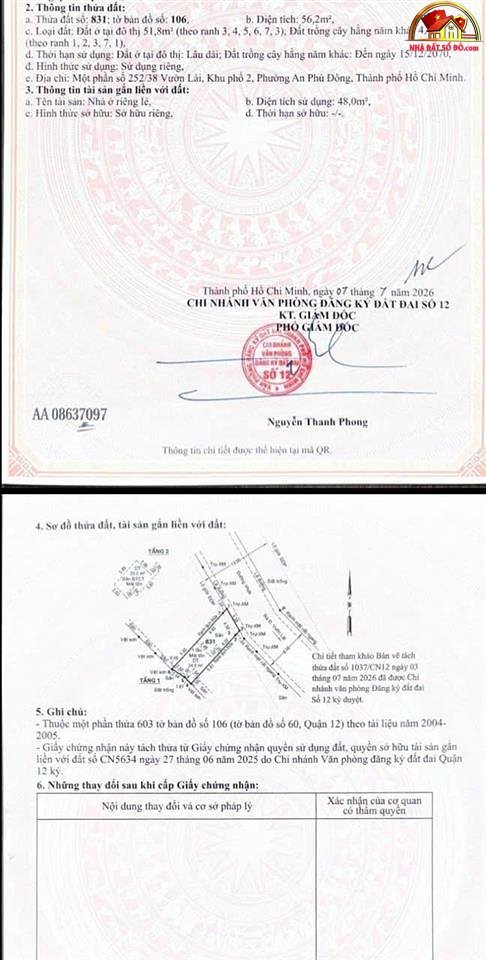 Bán đất hẻm 252 Vườn Lài – An Phú Đông – 56 m2 – giá 4.4 tỷ – NHÀ ĐẤT BẤT ĐỘNG SẢN SỔ ĐỎ