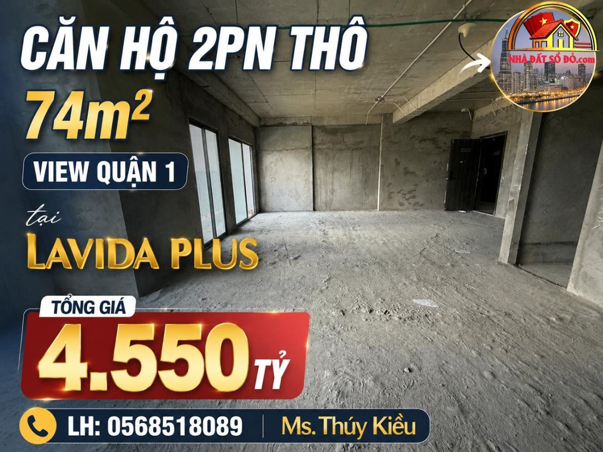 Căn hộ thô 2PN Lavida Plus, giá chỉ 4.55 tỷ, view Quận 1 – Bán căn hộ chung cư – Quận 7 – Hồ Chí Minh – NHÀ ĐẤT BẤT ĐỘNG SẢN SỔ ĐỎ