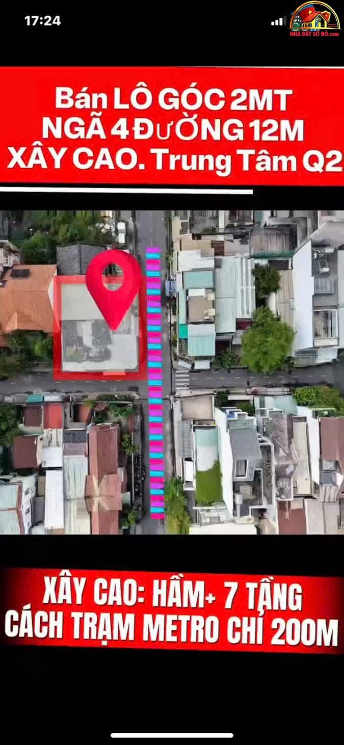 Bán đất góc 2 mặt tiền ngay ga Metro An Phú, 195 m² – 40 tỷ