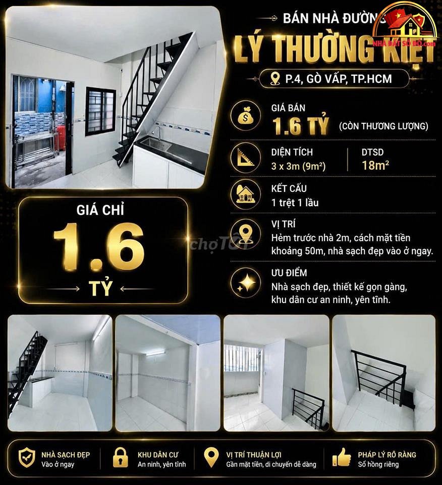 Nhà đẹp hẻm 2m gần chợ – 10m² – 1.55 t… – Bán nhà trong ngõ, hẻm Quận Gò Vấp – TP Hồ Chí Minh giá Dưới 3 tỷ