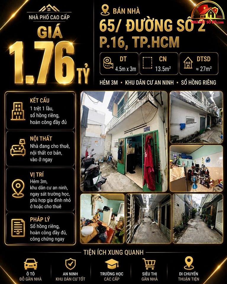 Nhà đẹp hẻm 2m gần chợ – 10m² – 1.55 t… – Bán nhà trong ngõ, hẻm Quận Gò Vấp – TP Hồ Chí Minh giá Dưới 3 tỷ