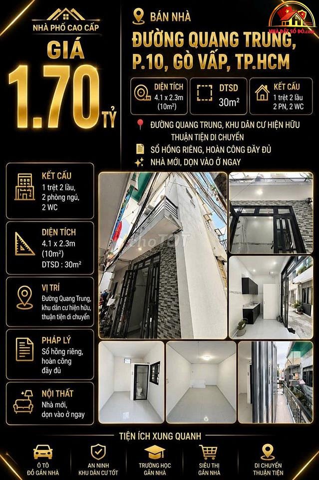 Nhà đẹp hẻm 2m gần chợ – 10m² – 1.55 t… – Bán nhà trong ngõ, hẻm Quận Gò Vấp – TP Hồ Chí Minh giá Dưới 3 tỷ