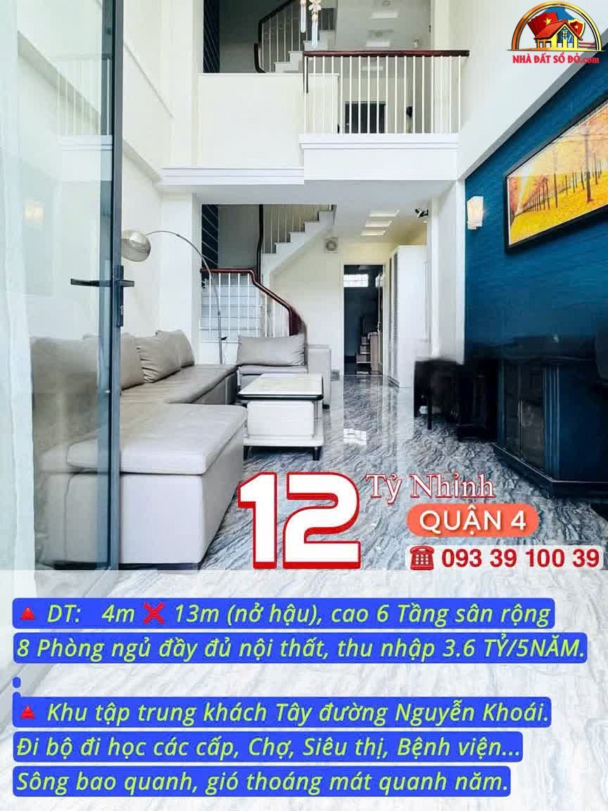 Nhà 8 Phòng Ngủ 6 Tầng Nở Hậu 12 Tỷ – Nguyễn Khoái – Quận 4 – Hồ Chí Minh – NHÀ ĐẤT BẤT ĐỘNG SẢN SỔ ĐỎ