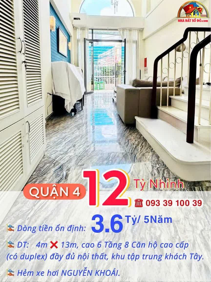 Bán nhà 6 tầng 8 căn hộ duplex HXH Nguyễn Khoái, 52m², 12 tỷ – Quận 4, Hồ Chí Minh