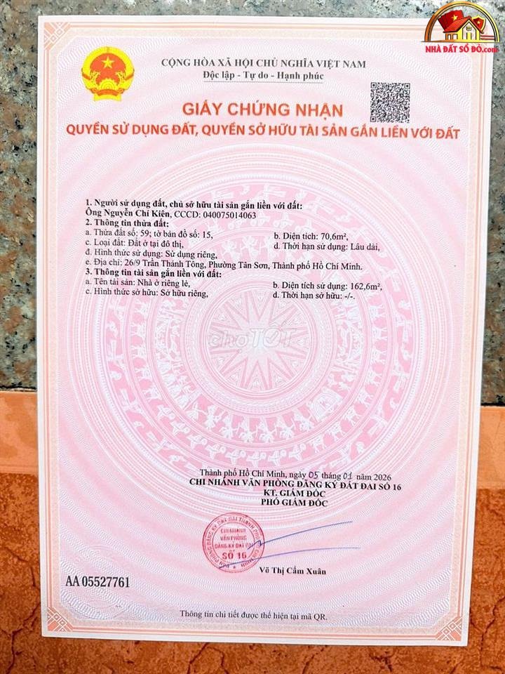 Bán nhà đẹp hẻm 4,4m – Phường 15 – Tân Bình – Tp Hồ Chí Minh – NHÀ ĐẤT BẤT ĐỘNG SẢN SỔ ĐỎ