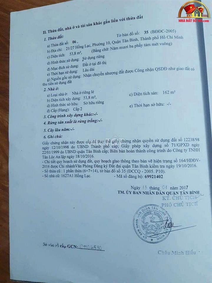Nhà 4 tầng hẻm xe hơi, gần chợ Tân Bình – 7.1 tỷ – Hồ Chí Minh