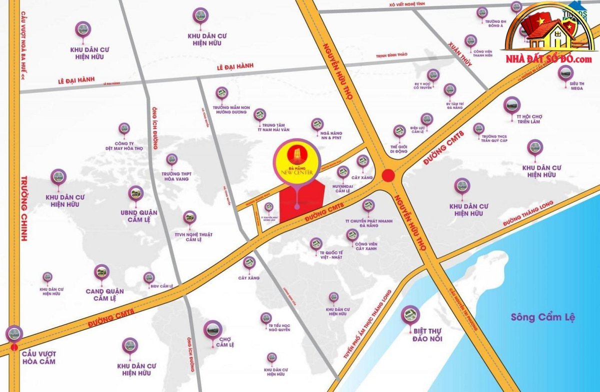 Bán đất mặt tiền 100m² tại Cẩm Lệ Đà Nẵng sổ đỏ giá 45 triệu/m²