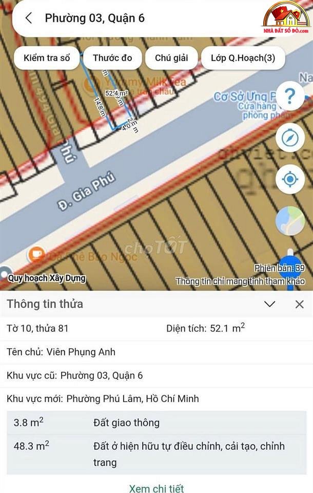 Bán nhà mặt tiền, 490 Gia Phú, Phường 3, Quận 6, TP.HCM