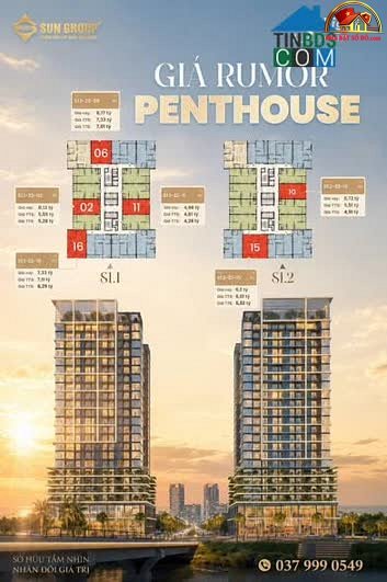 Bán căn hộ chung cư 1BR+ S-Light Tower hướng Đông Nam tại Cẩm Lệ, Đà Nẵng giá 3 tỷ