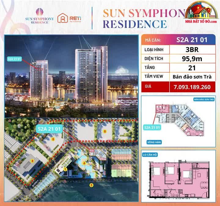 Bất động sản sổ đỏ Đà Nẵng: Căn hộ 3 phòng ngủ view sông Hàn giá 7 tỷ