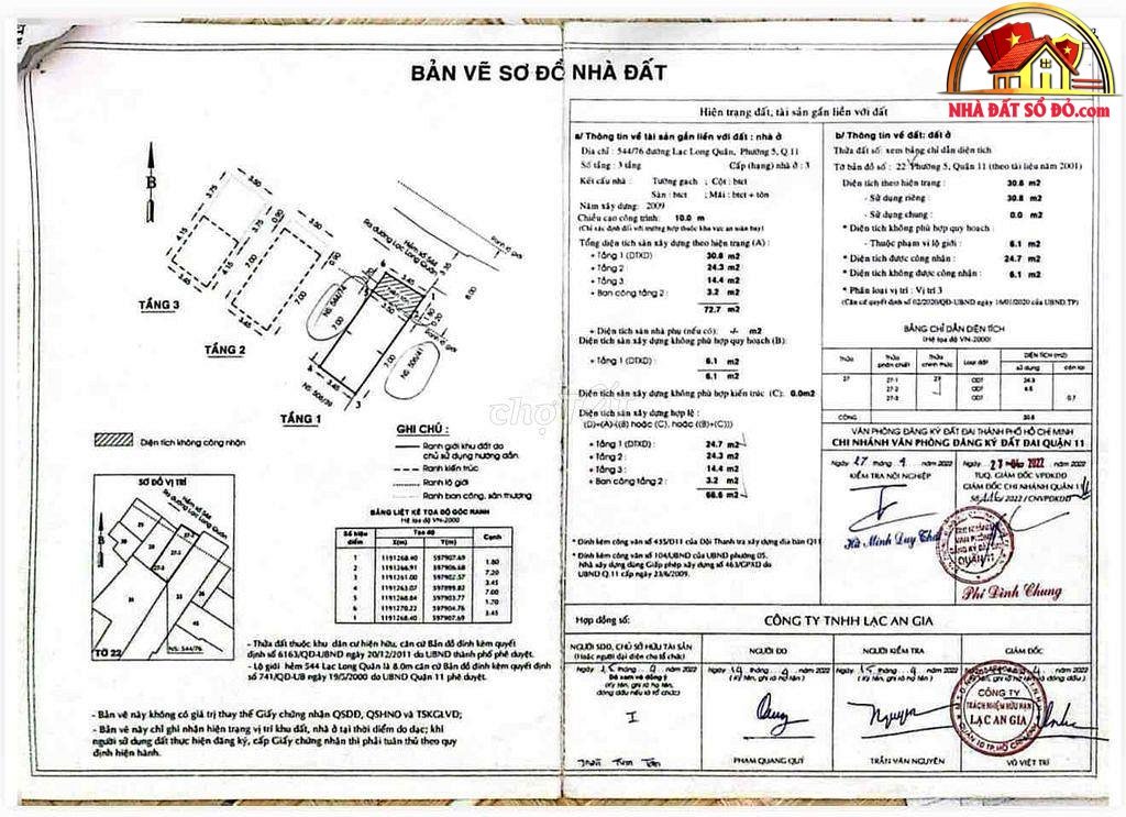 Nhà đất sổ đỏ 544/72 Lạc Long Quân Quận 11 TP.HCM giá 4.9 tỷ