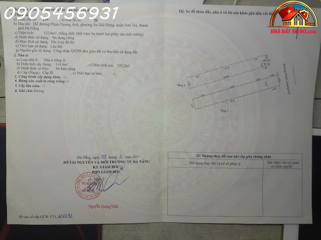 Bán đất sổ đỏ tại Phạm Quang Ảnh, An Hải Đông, Sơn Trà Đà Nẵng – 132m² chỉ 7.6 tỷ